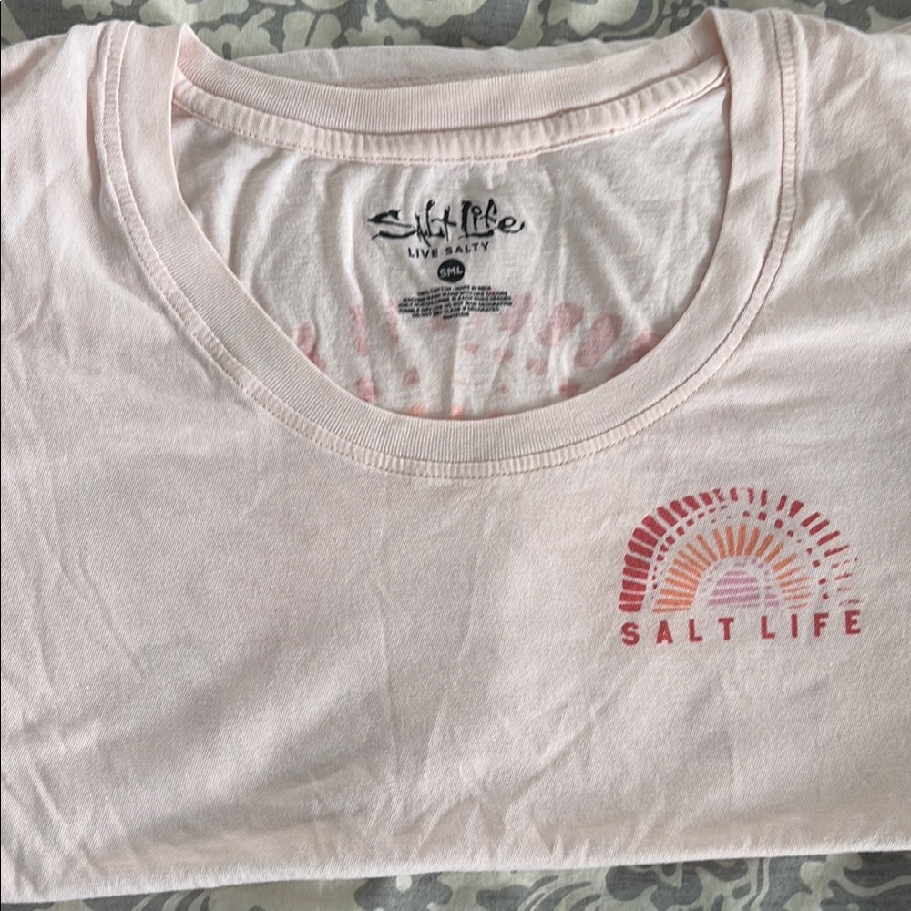 Salt Life Pale Pink Graphic Tee with Sunset Logo